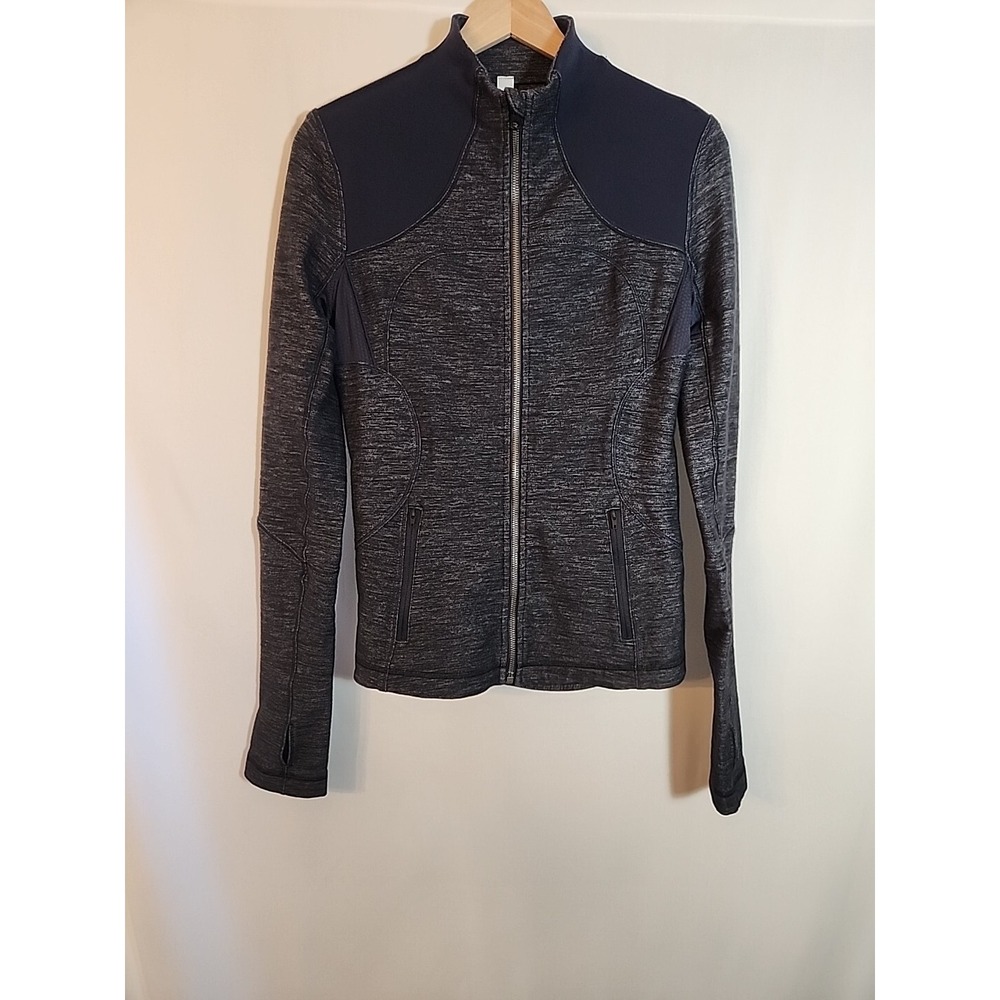 Lululemon Forme Jacket In Denim Inkwell Heather Gray & Blue Womens Size 8 W4A47S